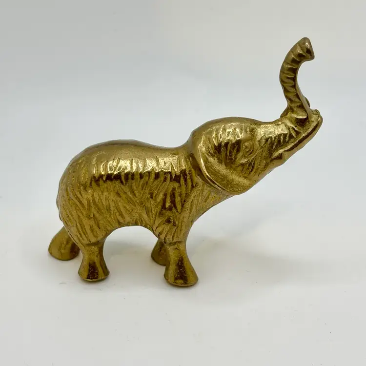Standing Brass Elephant Trunk Up 3.5”