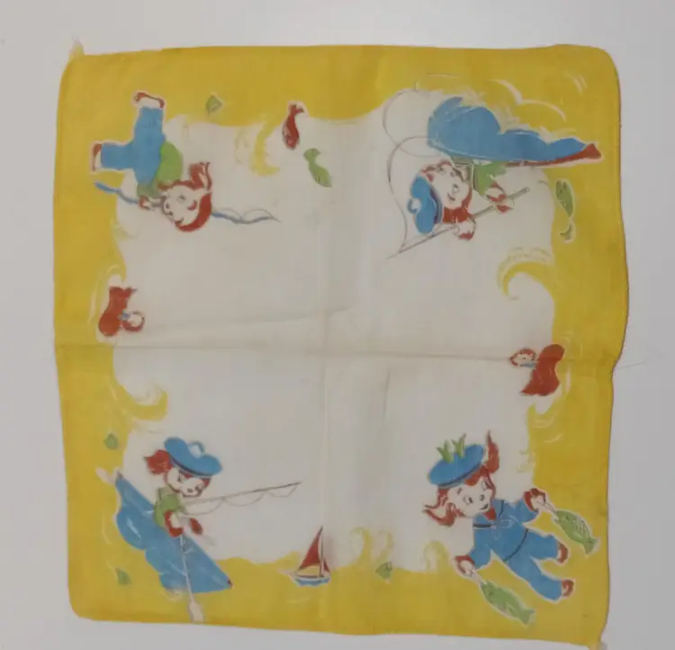 Four Adorable Bright Colorful Child's Kerchiefs Perfect For Framing!
