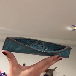 Artisan Made Teal Blue Canoe Trinket Dish 8” 🛶