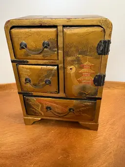 Antique Japanese Gold Miniature Cabinet
