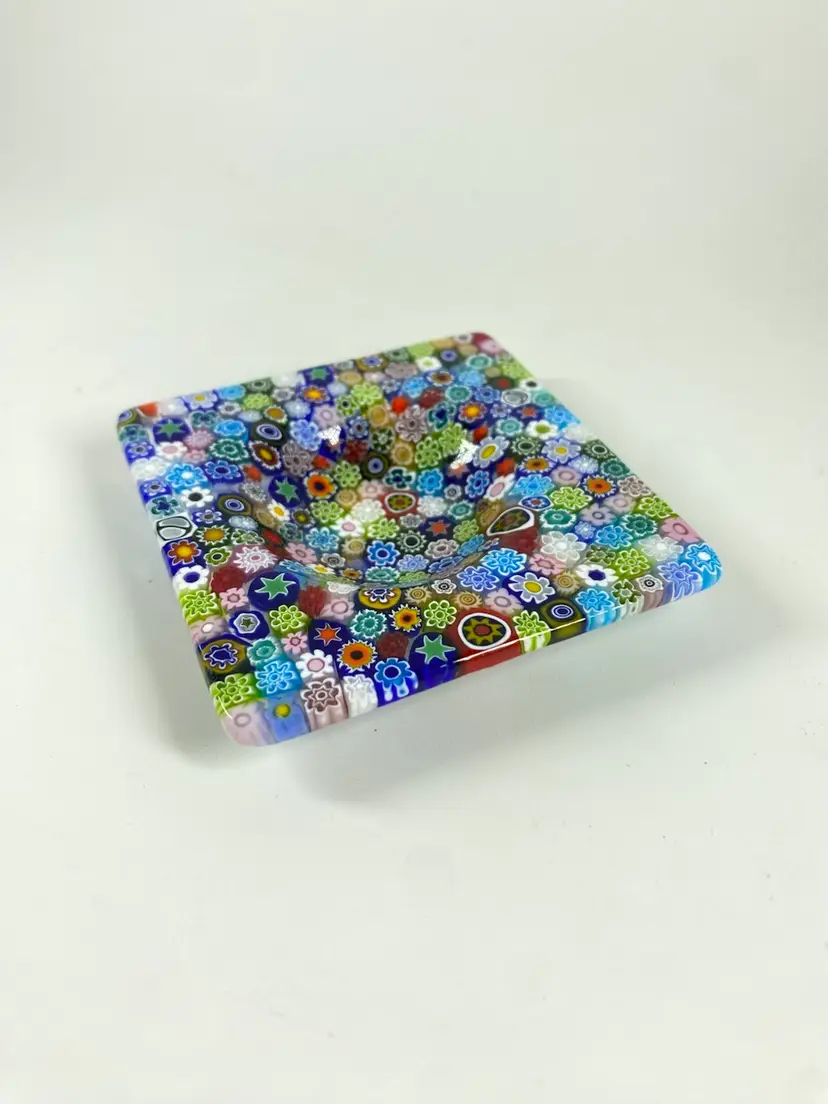 Murano Glass Millefiori Square Trinket Dish