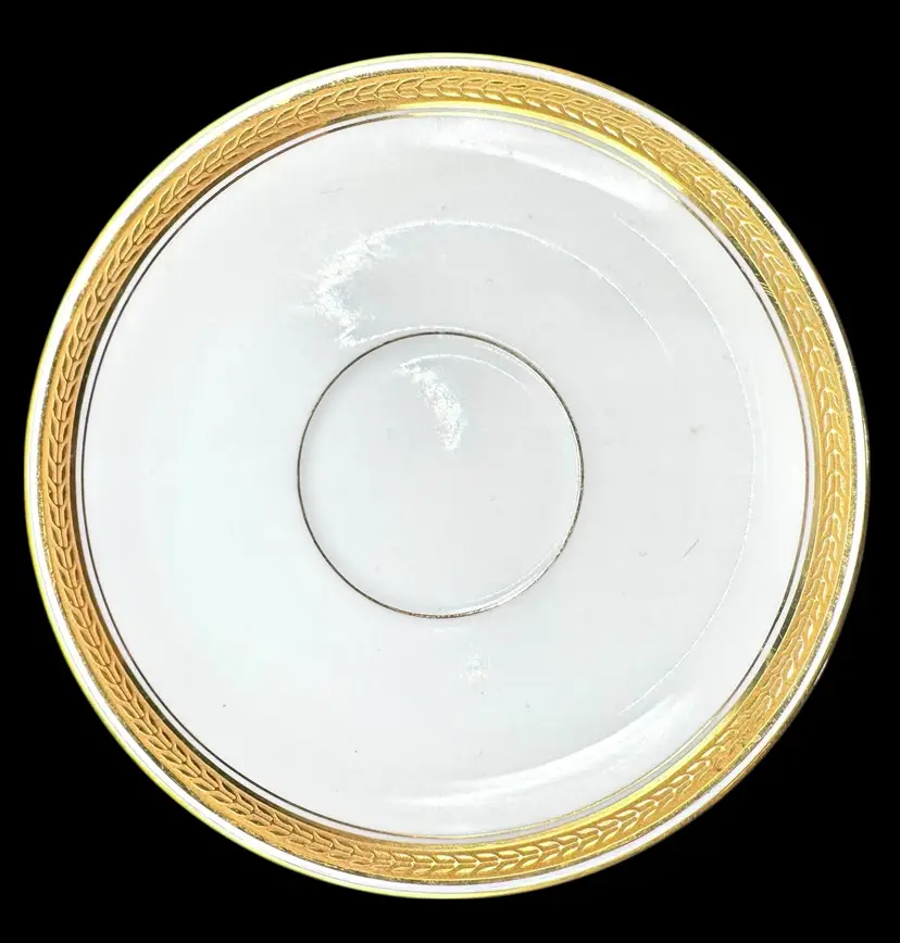 Vintage Haviland Limoges France Saucer Only Bouillon Soup White Gold Porcelain