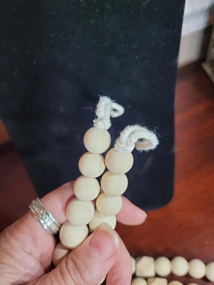 WOODEN craft beads on YARN