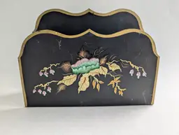 Vtg Hand Painted Metal Mail/Napkin Holder