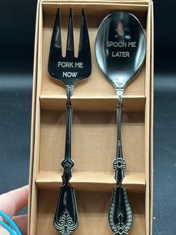 Saucy Silverware set - Stainless - "Fork Me Now" & "Spoon Me Later" NIB