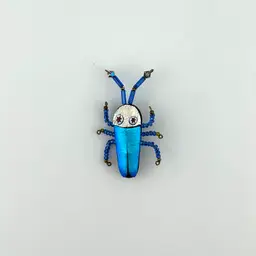 Hand Made Dichroic Glass Insect Brooch 2”x 1.25”