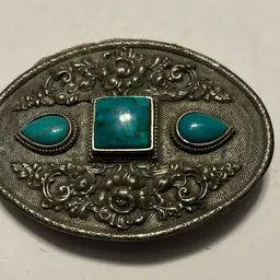 Vintage Style Turquoise Western Belt Buckle