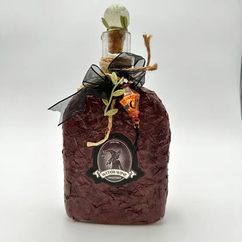 Apothecary Witch Wine Bottle Handmade 10” x 5”