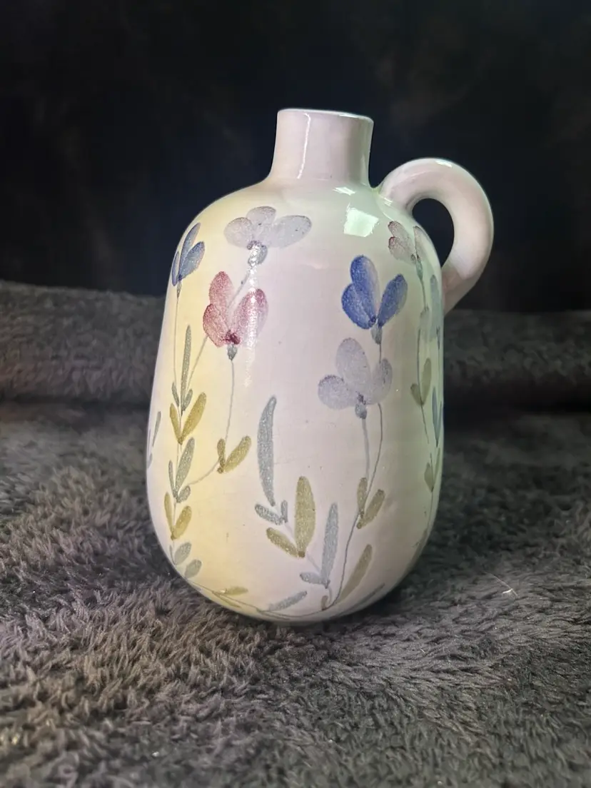 Pottery Art Floral Ceramic Jug Flower Vase