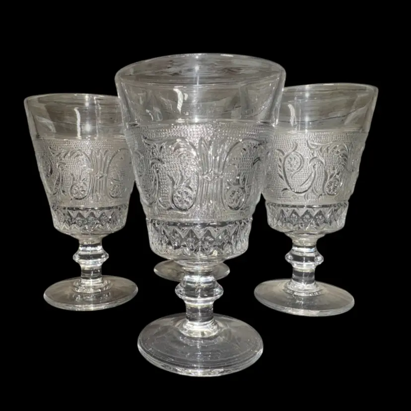 Set Of 4 Colony Sandwich Clear Champagne Sherbet Glasses Retired Pattern Very Good Condition 5.5” Tall, 3.25” Wide