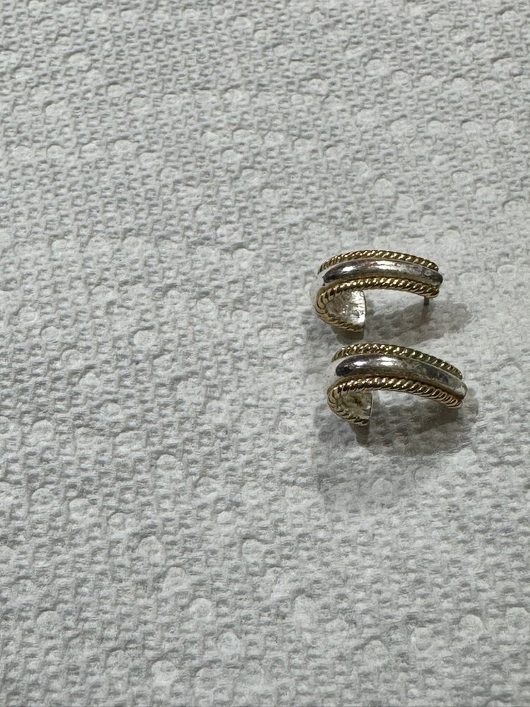 Silver And Gold Tone Rope Hoop Earrings