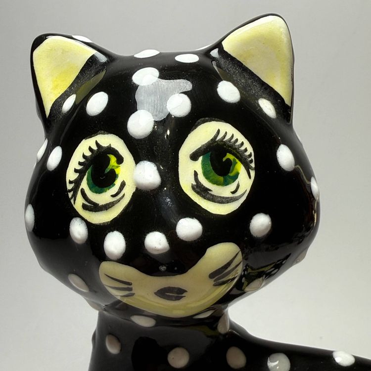 Anatoly Turov Russian Artist Cat Figure Black Polka Dots Chili Peppers Signed