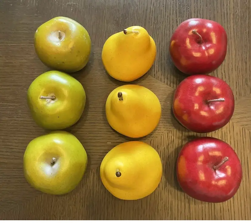 Vintage Faux Fruit Red & Green Apples Yellow Pears. Staging Display Stage Realistic Appearance No