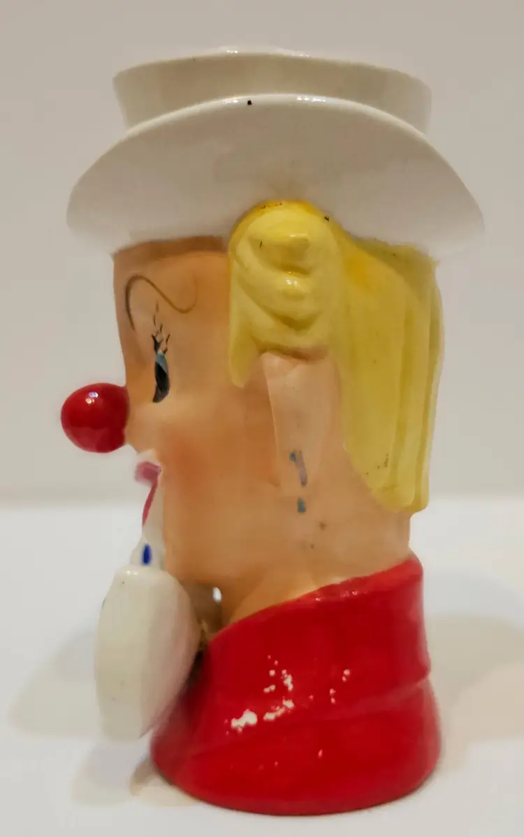 Vintage NAPCO ware Clown Head Planter with White Hat. Circa 1950’s.