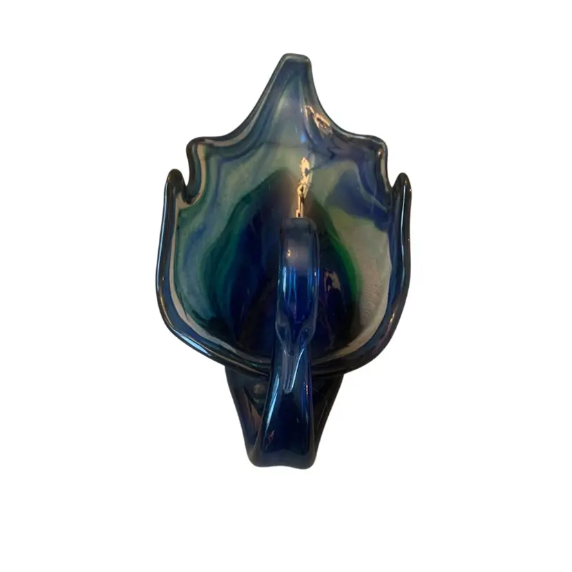 35.  Swan Dark Blue Hand Blown Art Glass