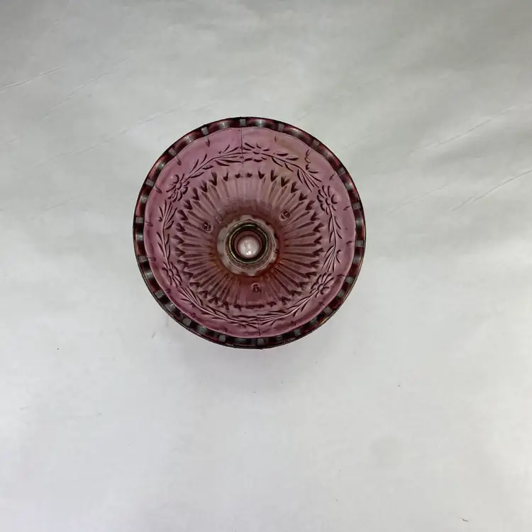 Vintage Cranberry luster glass candle holder