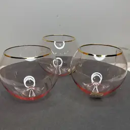 Anthropologie NEW Pink 24kt Gold Gilded Stemless Wine Glasses Lot/3