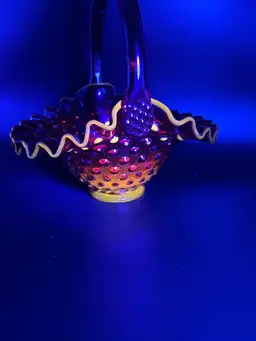 Fenton Amberina Hobnail Glowy Basket