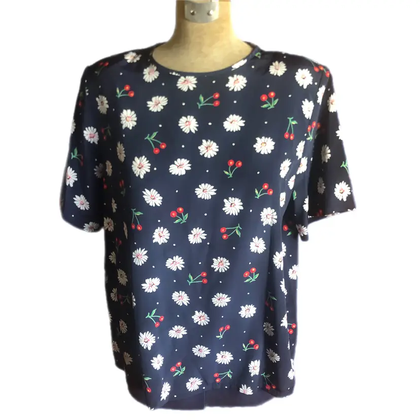 Kathie Lee Cherry And Daisy Pullover 1980's Vintage Shoulder Pads Size 14