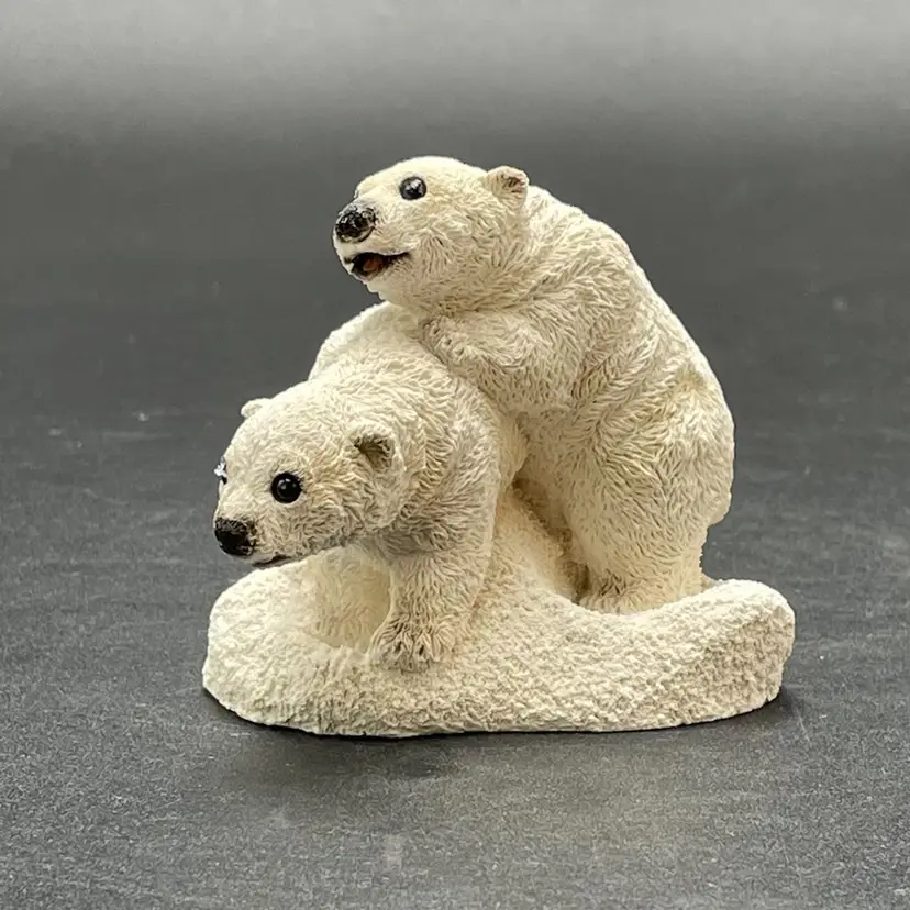 Polar Bear Stone Critter Babies #SCB-204 Figurine VTG Miniature Original Label