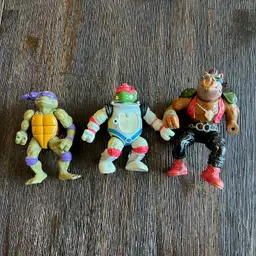 Vintage Lot of 3 Teenage Mutant Ninja Turtles TMNT Figures Donatello Raphael Bebop
