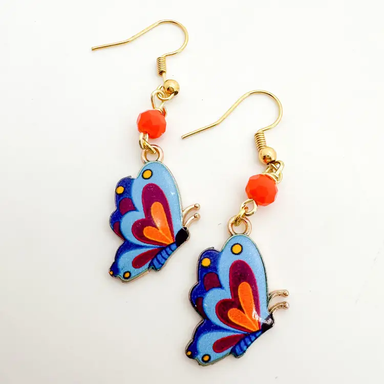 Butterfly Earrings Multicolor Bead Accent Various Options