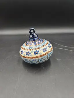 #A19 Polish Pottery Ornament Blue Floral
