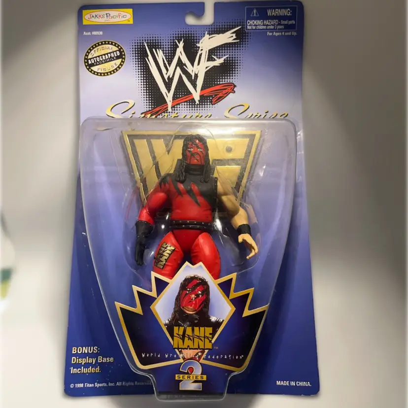 Vintage 1998 WWF Kane Action Figure - Signature Series 2 - Jakks Pacific MOC Unpunched New