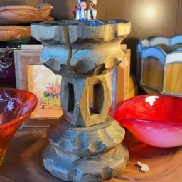 Wooden Candle Holder Primitive