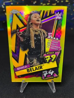 2021 WWE Slam Attax Bianca Belair /99 Yellow Refractor