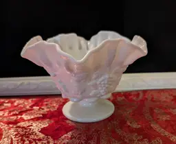 Vintage Westmoreland Milk Glass Compote with Grape Design