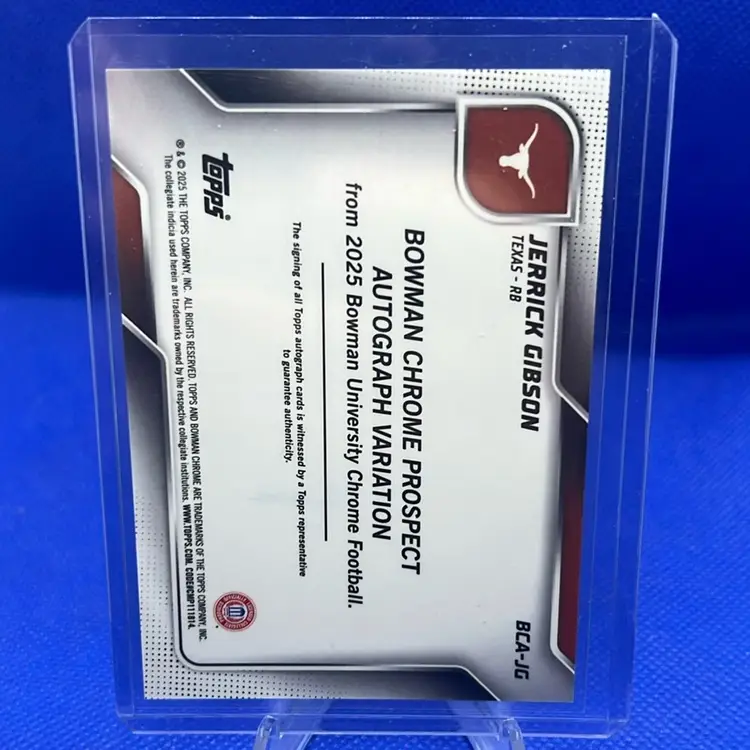 Jerrick Gibson 2025 Bowman Chrome U Blue Refractor Auto /150 Texas Longhorns