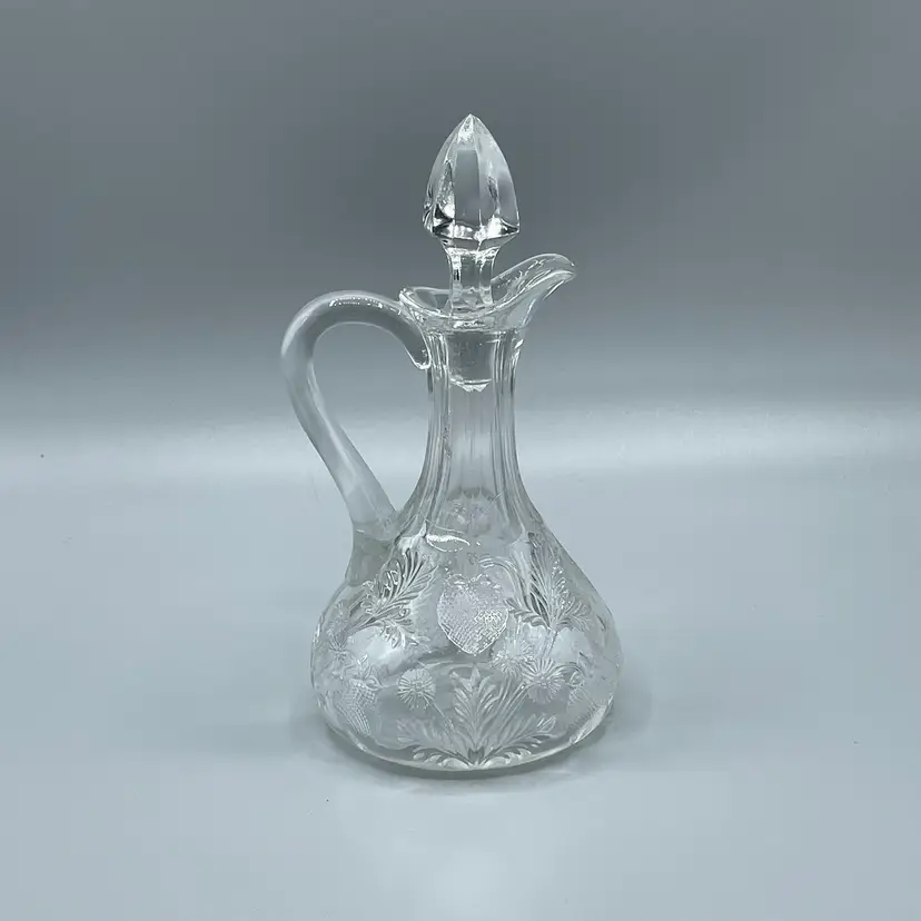 Antique Cambridge Glass EAPG Inverted Strawberries Cruet with Stopper Clear Hand Blown