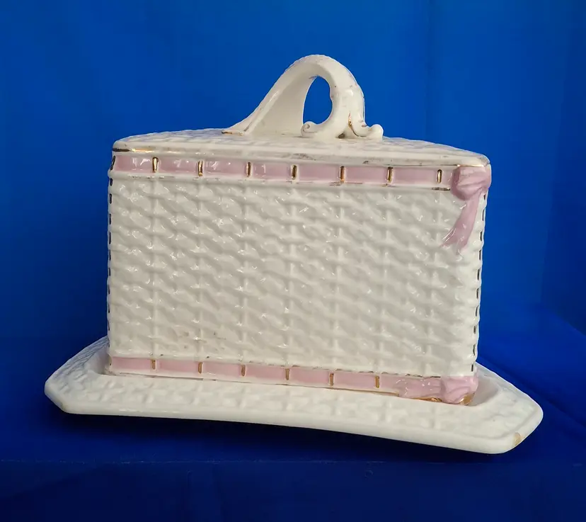 Antique Franz Anton Melhem Semi-Porcelain Cheese Keeper