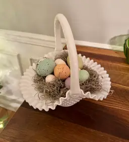 Fenton Hobnail Milk Glass Basket
