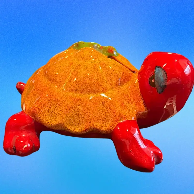 Vintage Handmade Ceramic Turtle Bank Handmade In Italy