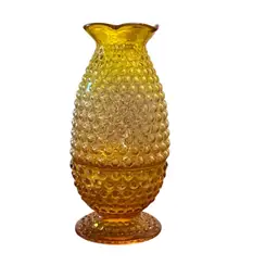 Kanawha Vintage 2-piece Amber Colored Hobnail Fairy Lamp 7 1/2” X 3 1/2” Glows