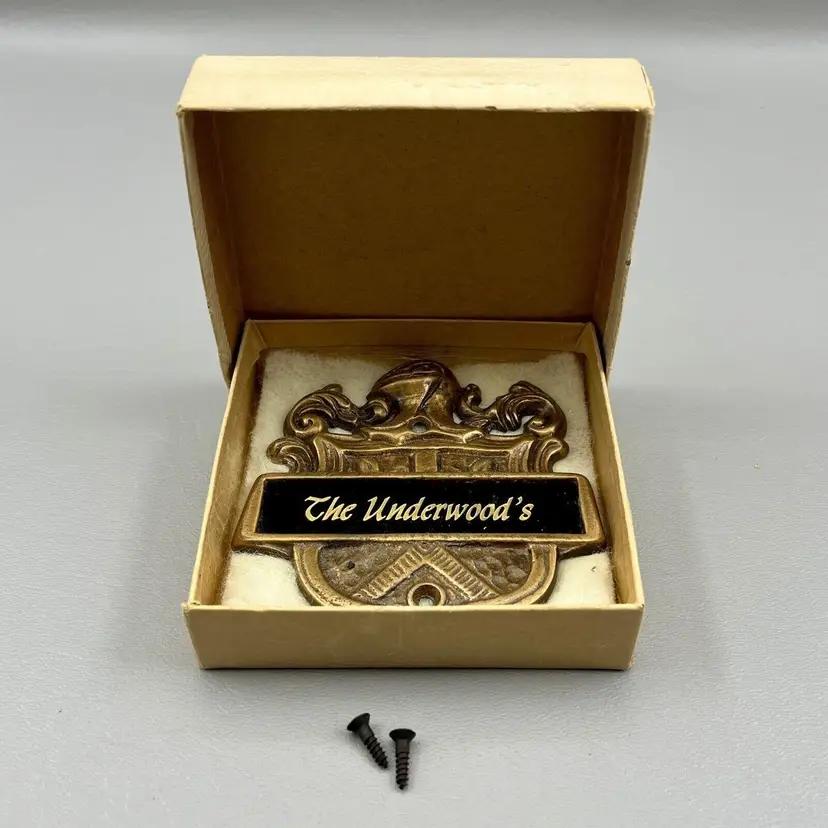 Vintage Solid Brass Decorative Door Crest Sign Personalized "The Underwood's"