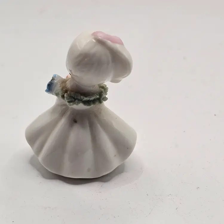 Porcelain Figurine Miniature Girl With flowers