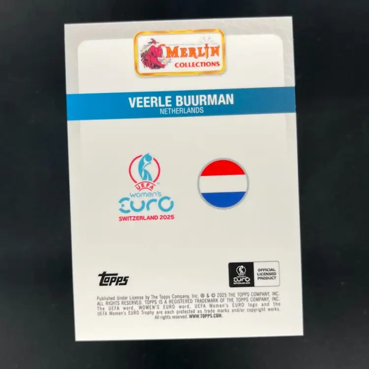 Veerle Buurman 2025 Topps Merlin WEURO Blue /99 Soccer Card