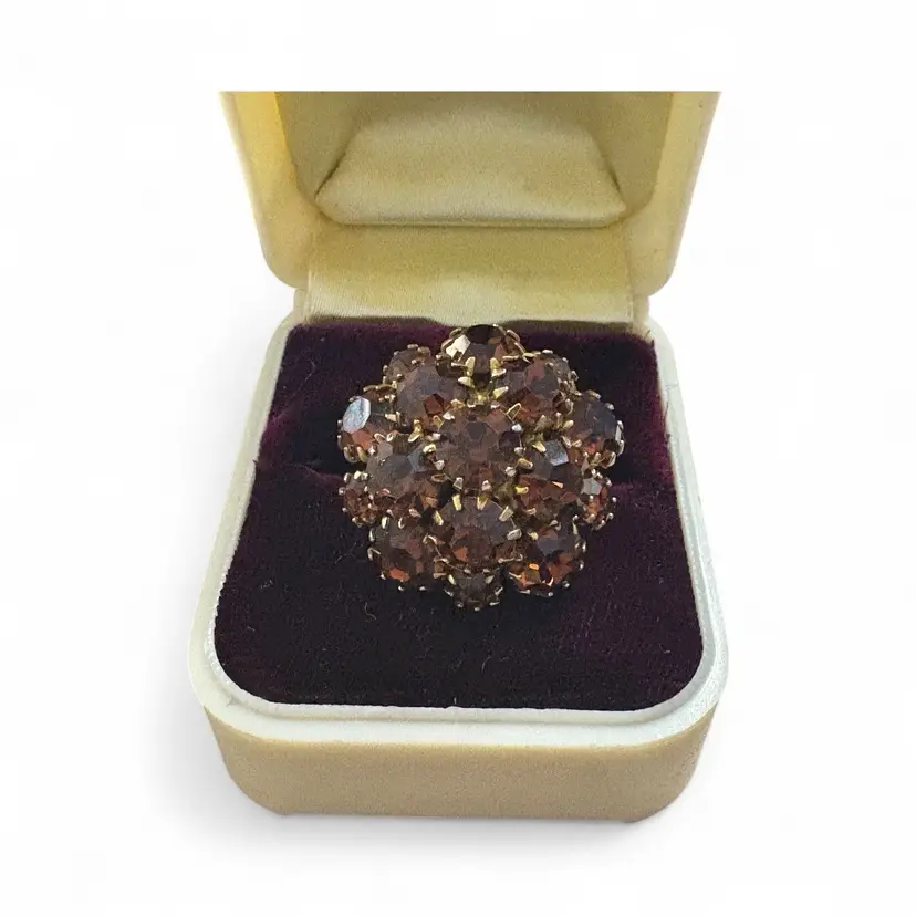 #01 72. Topaz Glass Vintage Mushroom Cocktail Ring