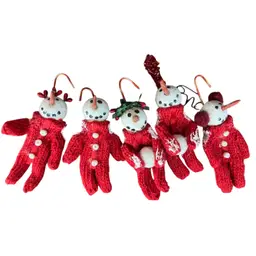 Set Of 5 Adorable Snowman Ornaments