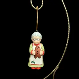 Vintage Mrs. Claus Ginger Cookie Holly Berry Figurine Ornament By Ebeling Reuss