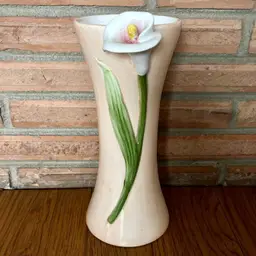 Ceramic Figural White Calla Lily Flower Vase 9.5”