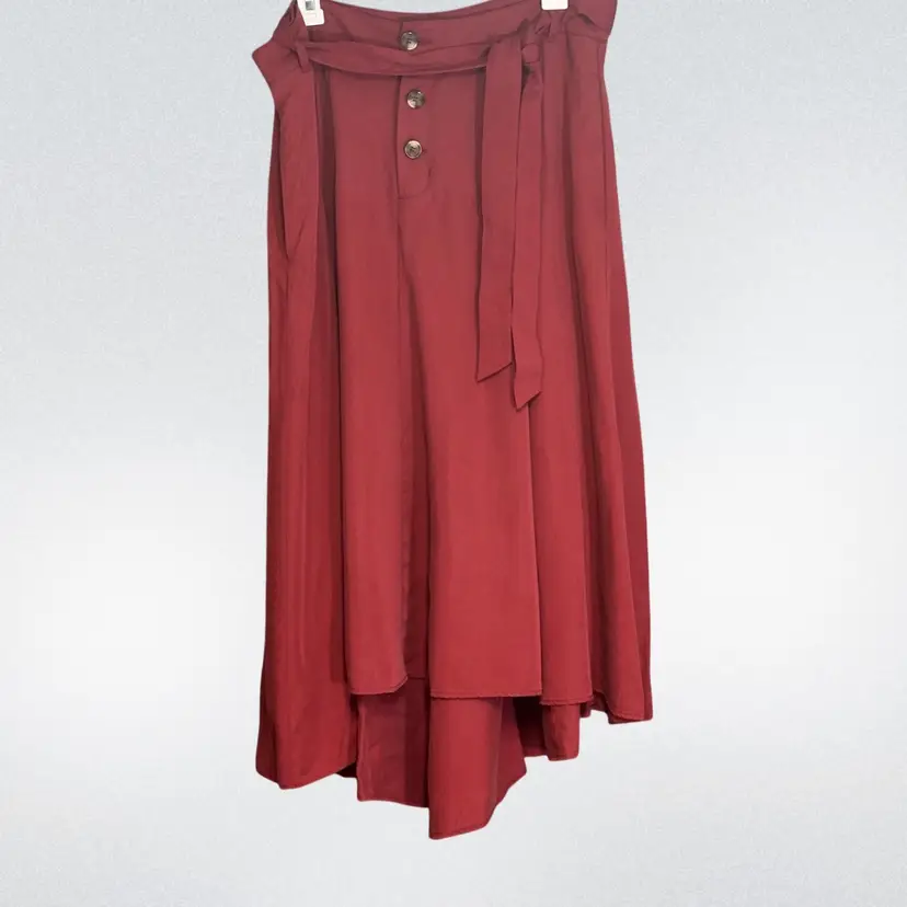 Love & Legend Terracotta Button Front Tie Waist High-Lo Skirt Sz 14