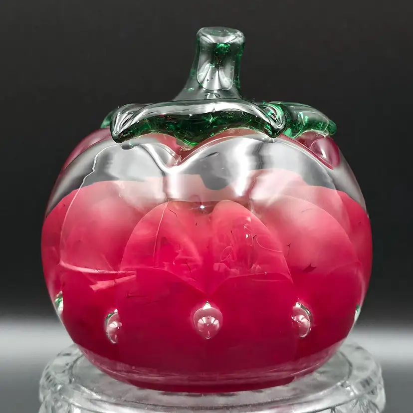 Joe Rice Tomato Paperweight Controlled Bubbles
