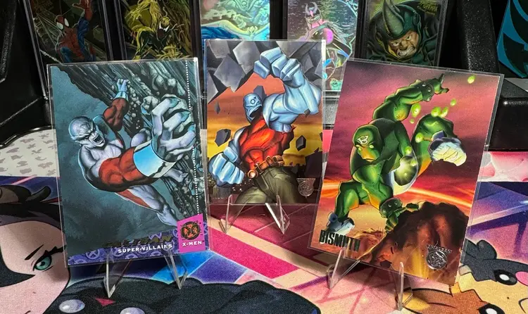 1996 DC Comics & Marvel Characters Amalgam 3 Card Lot Featuring Caliban, Iron, And Bismuth