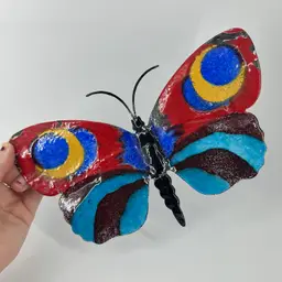 Enamel On Metal Butterfly Wall Art AS IS