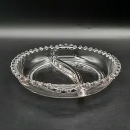 Imperial Glass Candlewick Divided Relish Tray Plate Dish