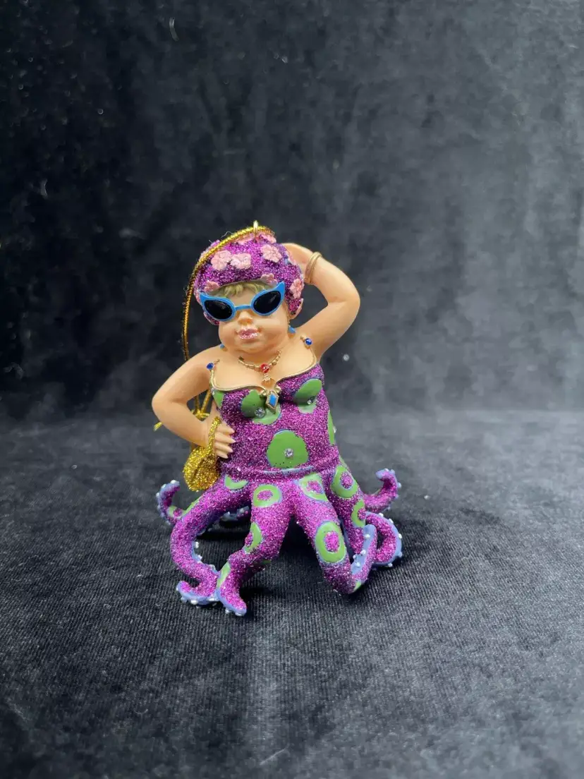 Miss Fran Funny Purple Mermaid Octopus Christmas Ornament Ursula Fashion Diva